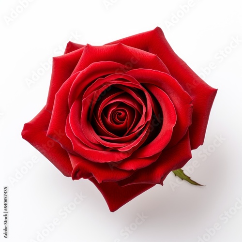 A beautiful red rose. Isolated on white background. Generative AI.