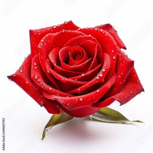 A beautiful red rose. Isolated on white background. Generative AI.