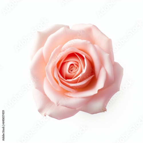 A beautiful pink rose. Isolated on white background. Generative AI.