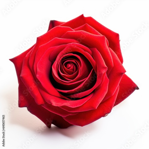 A beautiful red rose. Isolated on white background. Generative AI.