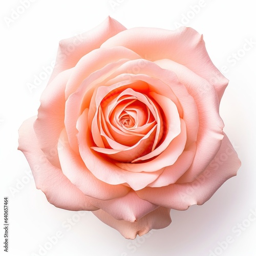 A beautiful pink rose. Isolated on white background. Generative AI.