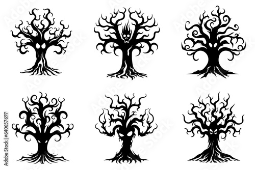фотографія Spooky trees silhouette collection of Halloween