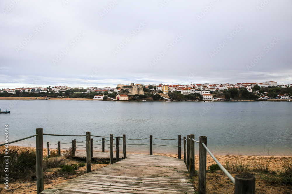 Wooden jetty on the River Mira in Vilanova de Milfontes