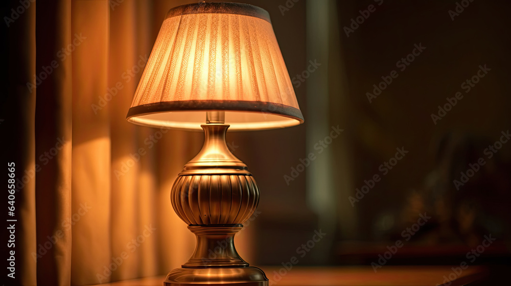 a table lamp spending warm light. Idea for interior design. Generative Ai a table lamp spending warm light. Idea for interior design. Generative Ai