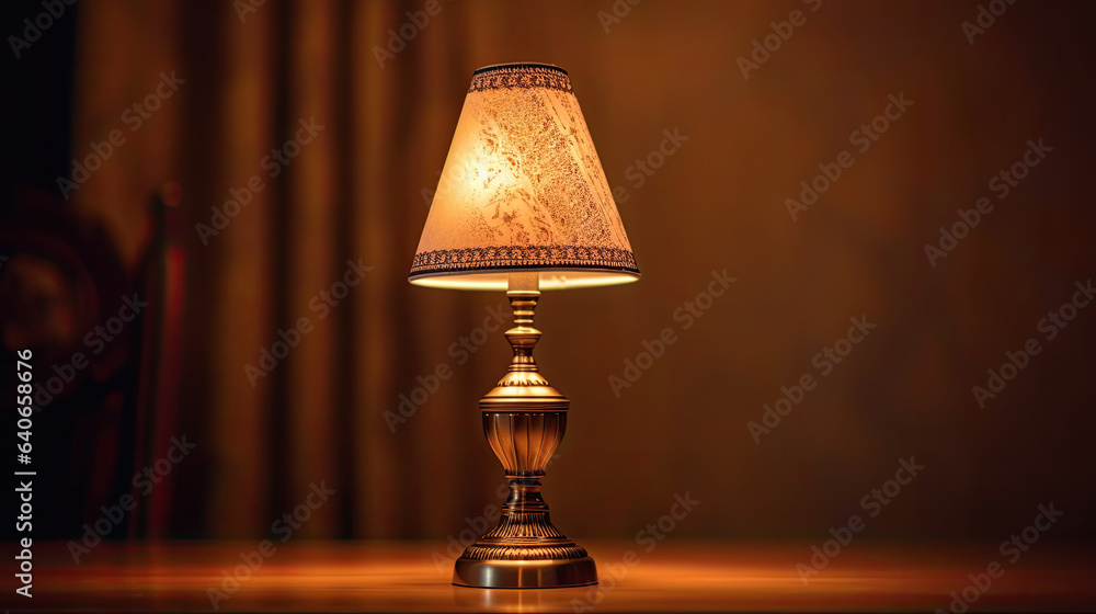 a table lamp spending warm light. Idea for interior design. Generative Ai a table lamp spending warm light. Idea for interior design. Generative Ai