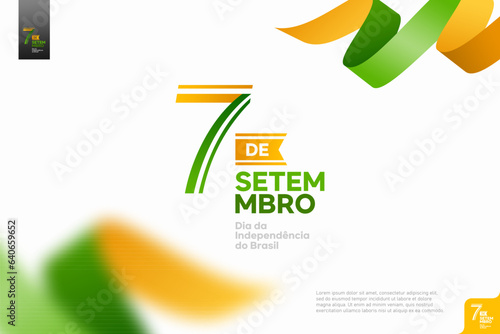 brazil independence day logotype september 7th with flag background.
