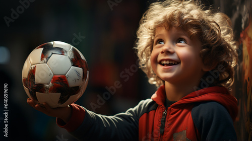 Child holding soccer ball. © andranik123