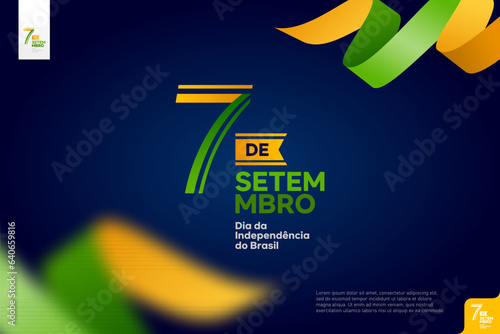 brazil independence day logotype september 7th with flag background.