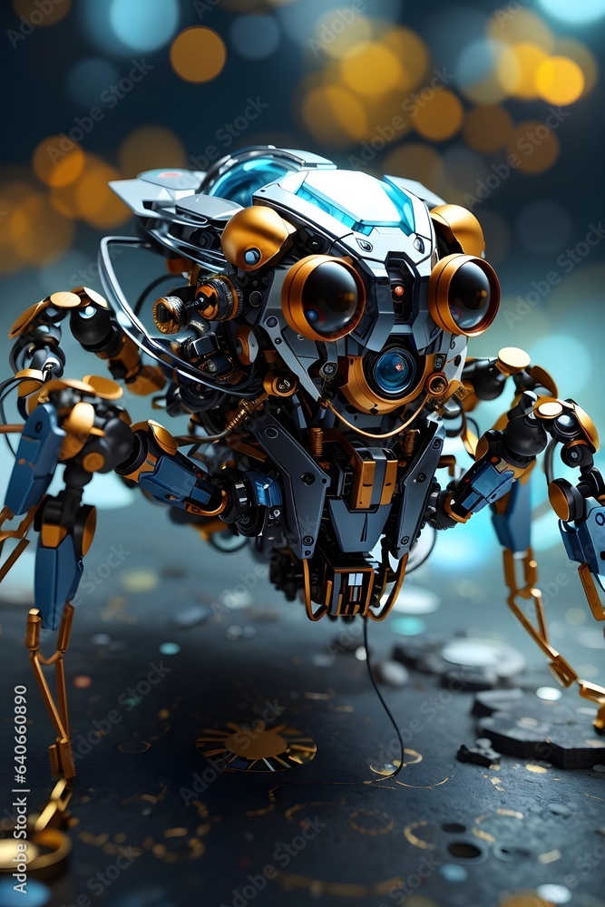 Macro View of a Quirky Robotic Bug Ai Generative Macro View of a Quirky Robotic Bug Ai Generative