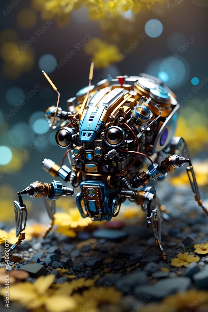 Macro View of a Quirky Robotic Bug Ai Generative Macro View of a Quirky Robotic Bug Ai Generative