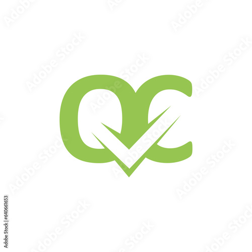 Check mark Q C Letter Logo Design