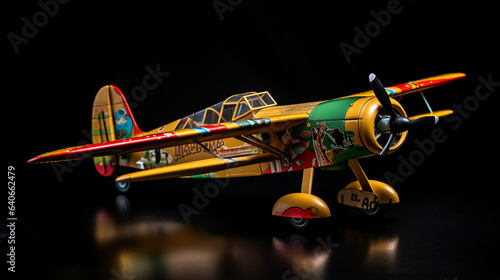 Toy plane against a black background