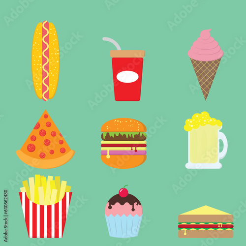 Flat food icons set