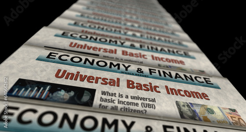 Obraz na plátně Universal basic income analysis technology newspaper printing media