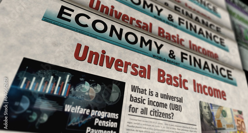 Fotografie Universal basic income analysis technology newspaper printing media