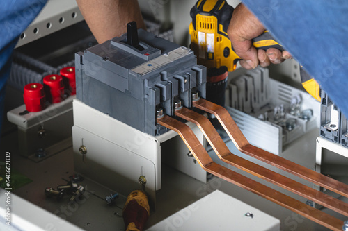 Electrical system control cabinet assembly work