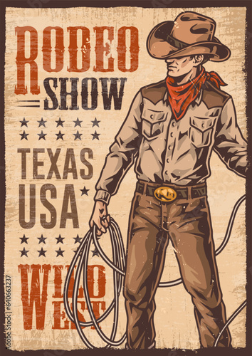 Rodeo show vintage sticker colorful