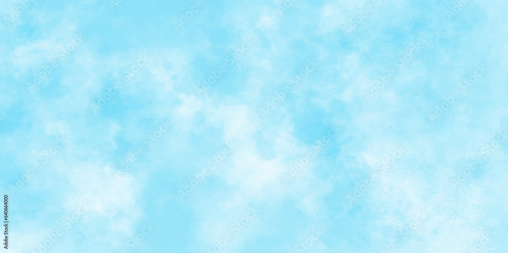 Abstract shinny Summer seasonal natural cloudy blue sky background,Hand painted watercolor shades sky clouds, Bright blue cloudy sky vector illustration.