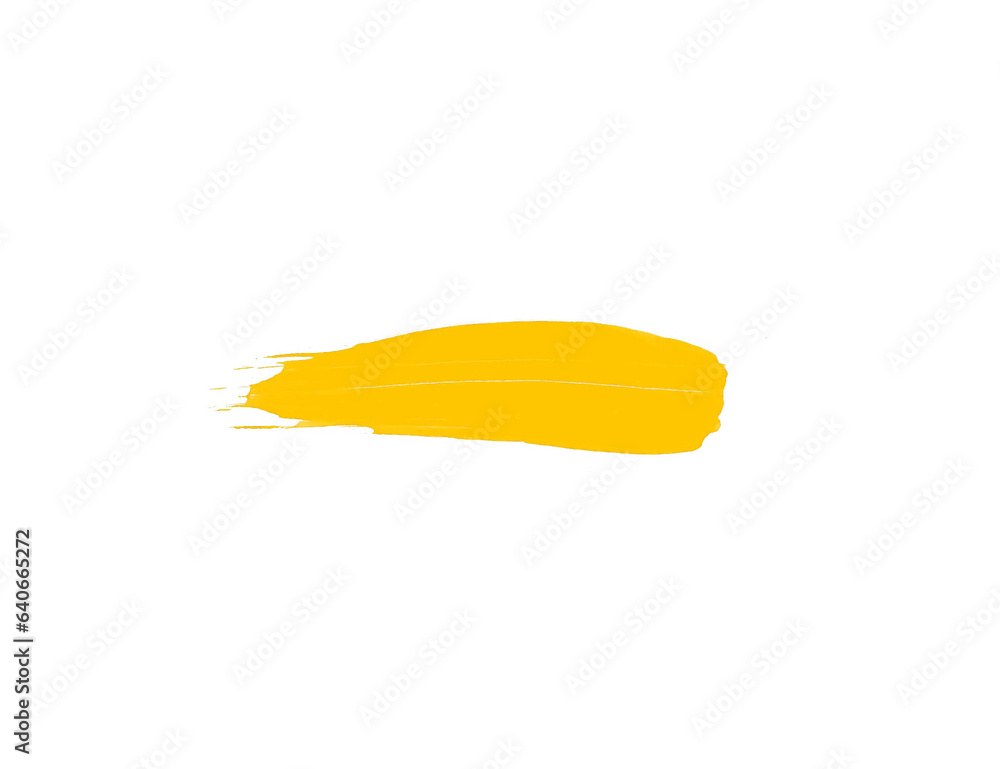 Beautiful yellow watercolor smear brush isolated on white for art painting