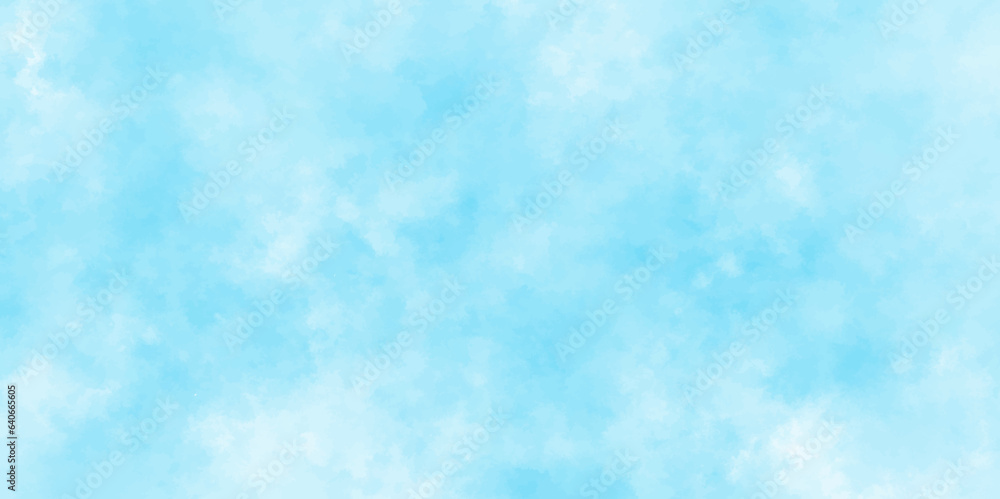 Abstract shinny Summer seasonal natural cloudy blue sky background,Hand painted watercolor shades sky clouds, Bright blue cloudy sky vector illustration.