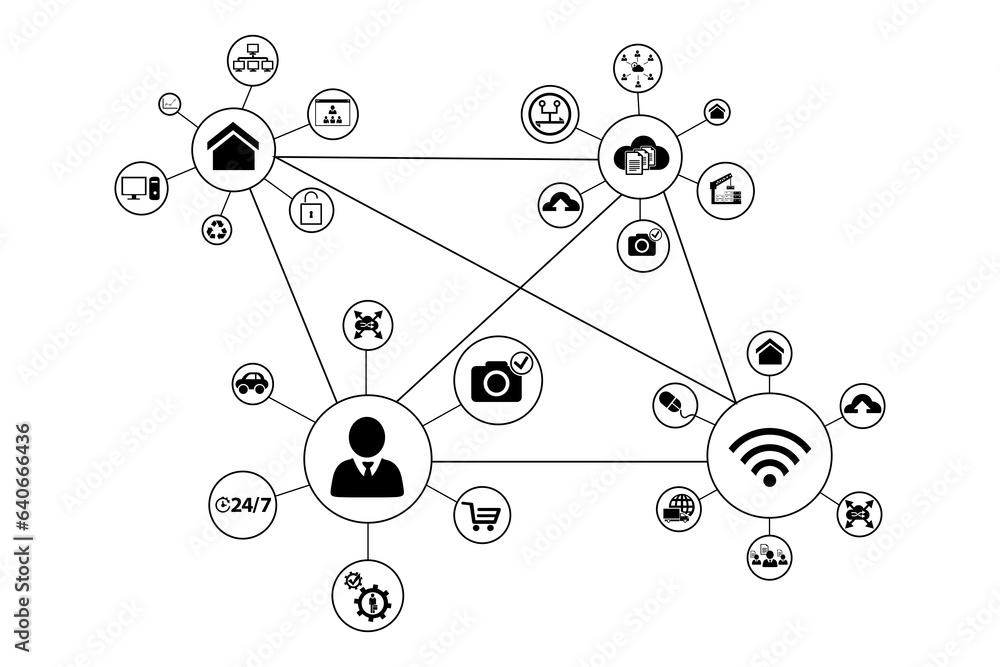 Digital png illustration of network of connections with media icons on transparent background Digital png illustration of network of connections with media icons on transparent background