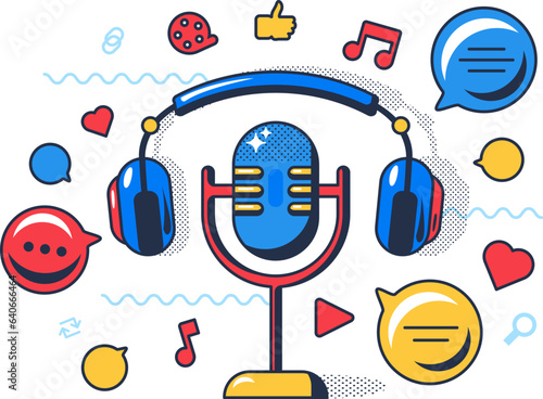 Dj Radio Host Microphone Outline Concept