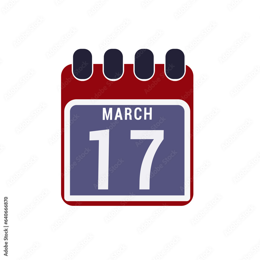 Calendar displaying page of the day 17 (seventeenth) of the March - Day 17 of the month. Illustration Calendar displaying page of the day 17 (seventeenth) of the March - Day 17 of the month. Illustration