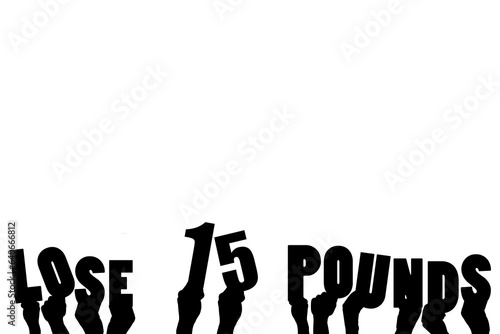 Digital png illustration of hands holding lose 15 pounds text on transparent background