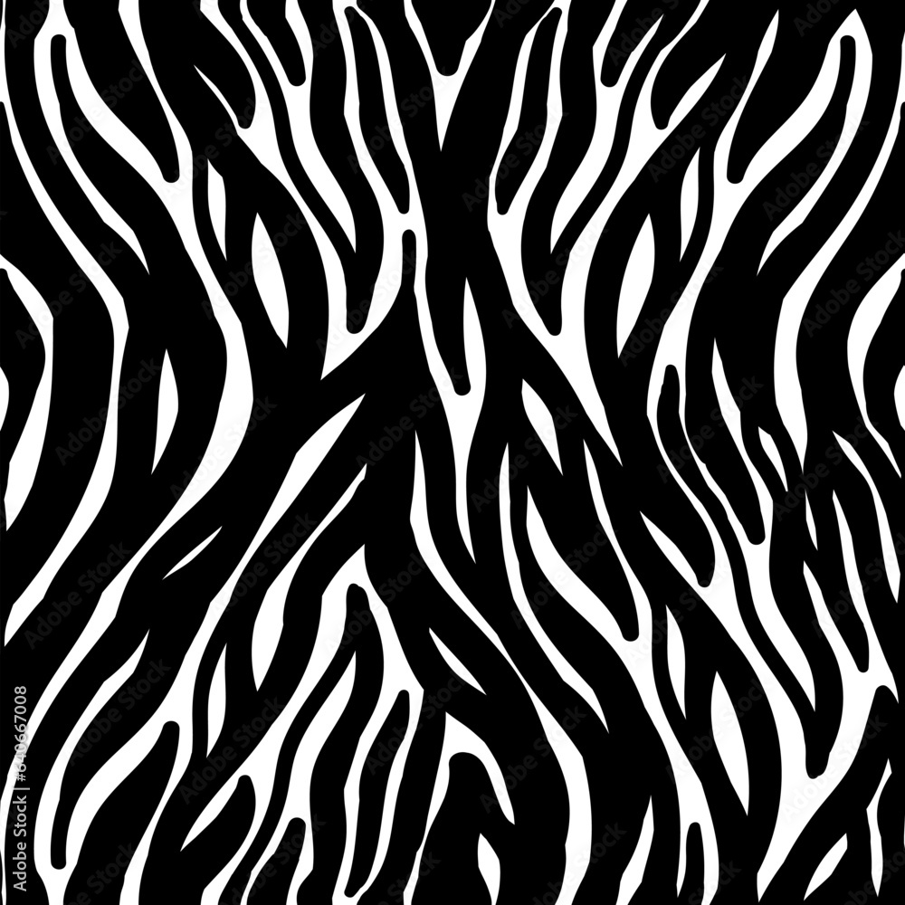 Grunge Black White Zebra Skin Seamless Pattern Grunge Black White Zebra Skin Seamless Pattern