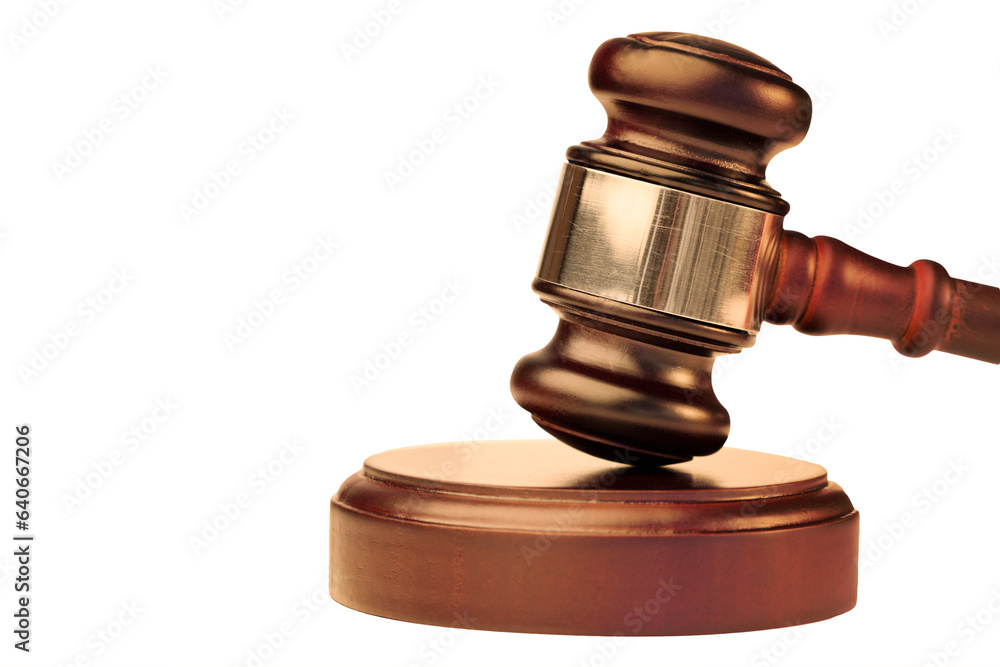 Digital png illustration of wooden judge's gavel on transparent background