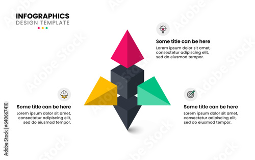 Infographic template. Abstract 3d object with 3 steps
