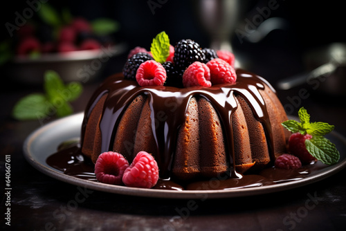 chocolate cake with berries