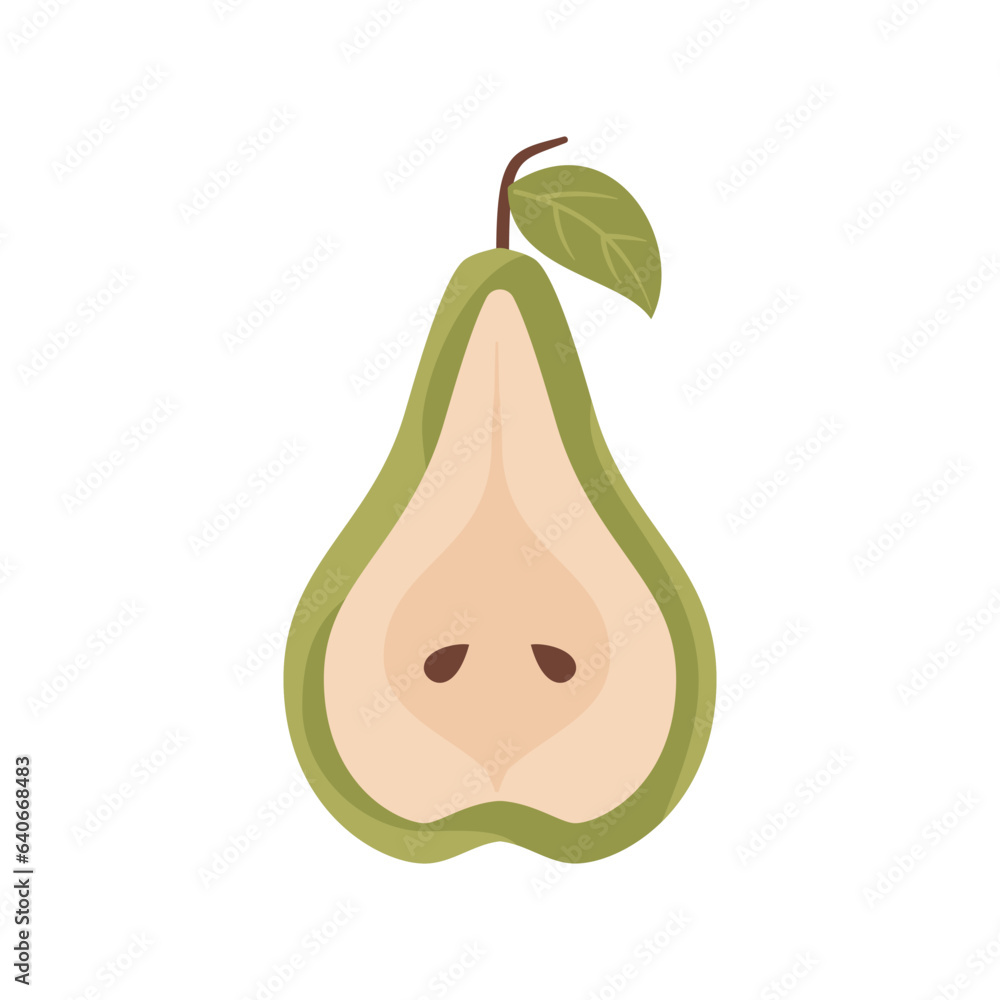 Autumn hand drawn clipart. Fall season cozy symbol. Autumn seasonal element - green pear. Harvest colorful illustration. Thanksgiving flat icon. Stock vector design Autumn hand drawn clipart. Fall season cozy symbol. Autumn seasonal element - green pear. Harvest colorful illustration. Thanksgiving flat icon. Stock vector design