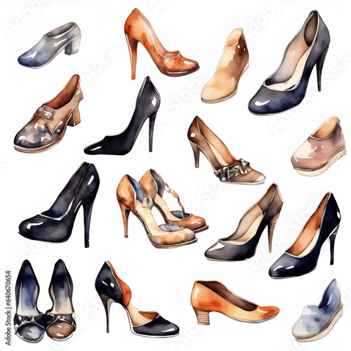 Set of classic women shoes and heels