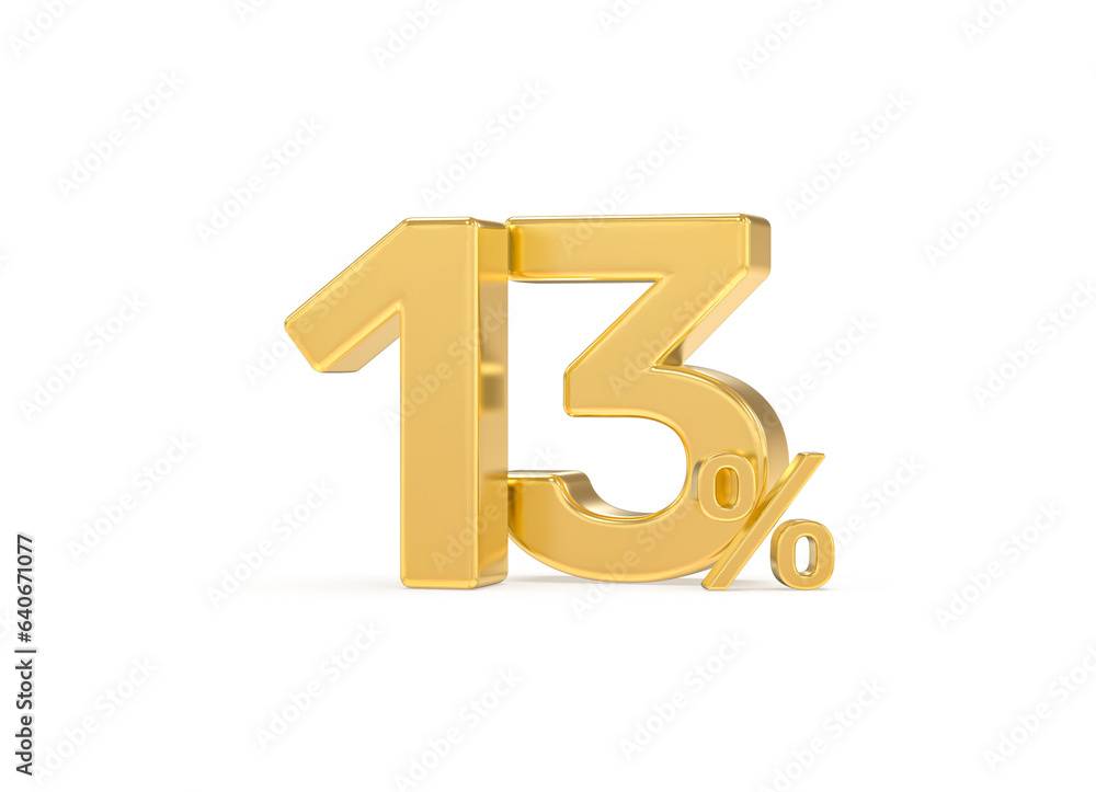 Fototapeta premium Number percent gold 3d