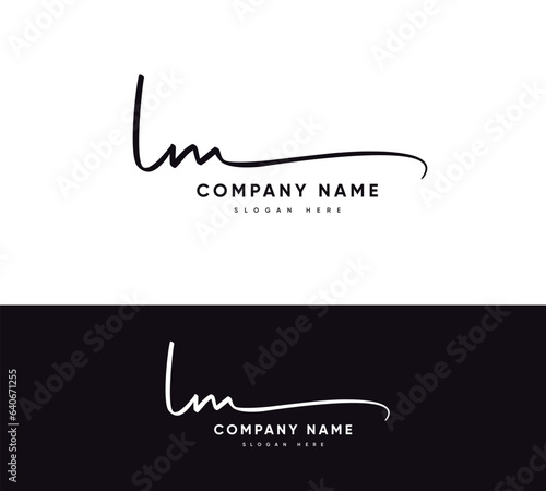 L M LM Initial letter handwriting and signature logo