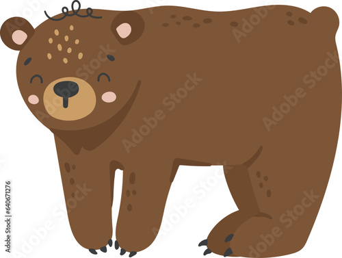 Bear animal vector, Abstract baby bear vector, forest baby animal, cute animal isolated, adorable bear for print, vector illustration