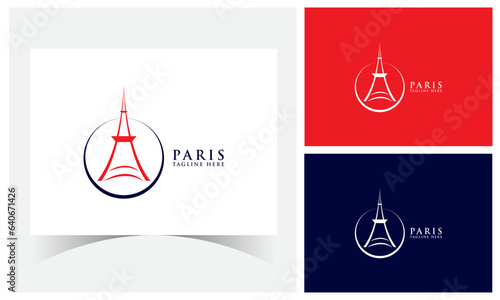 Eiffel Tower Logo Design Template. Paris France Eiffel Tower Logo.