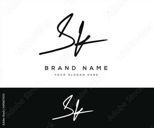SK initial monogram handwritten signature logo photo