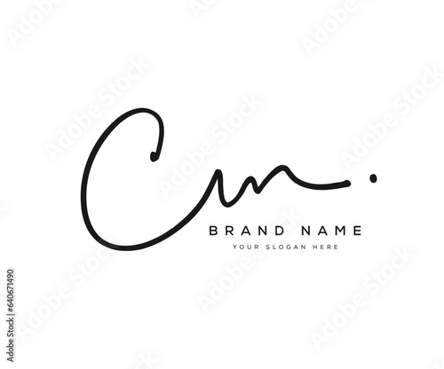Cm initial monogram handwritten signature logo