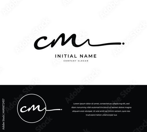 C M CM Initial letter handwriting and signature logo