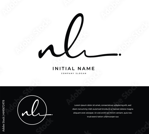 N L NL Initial letter handwriting and signature logo