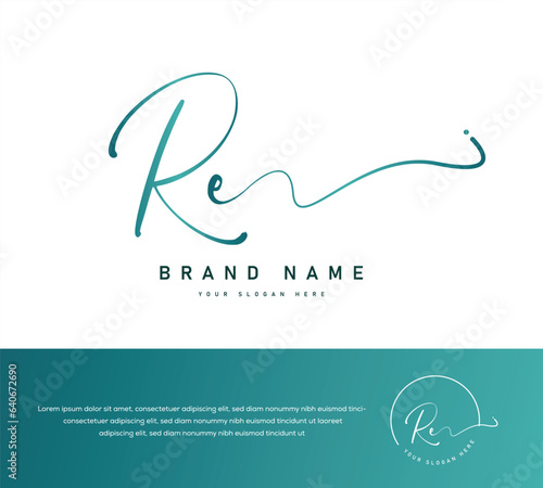 RE R E Initial letter handwriting and signature logo