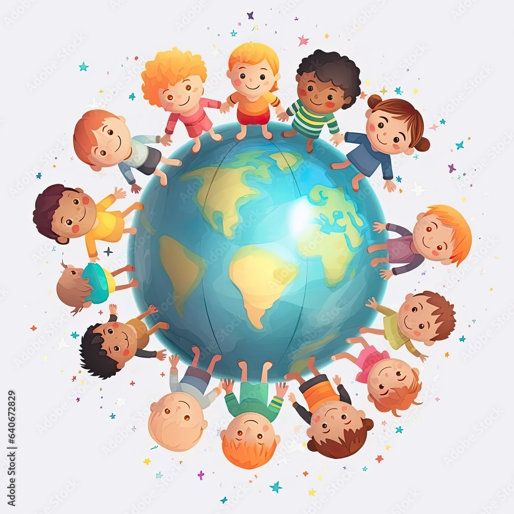 International Childrens Day poster illustration - Generative AI. International Childrens Day poster illustration - Generative AI.