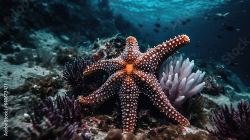 Most beautiful mediterranean sea star underwater. © Matthew