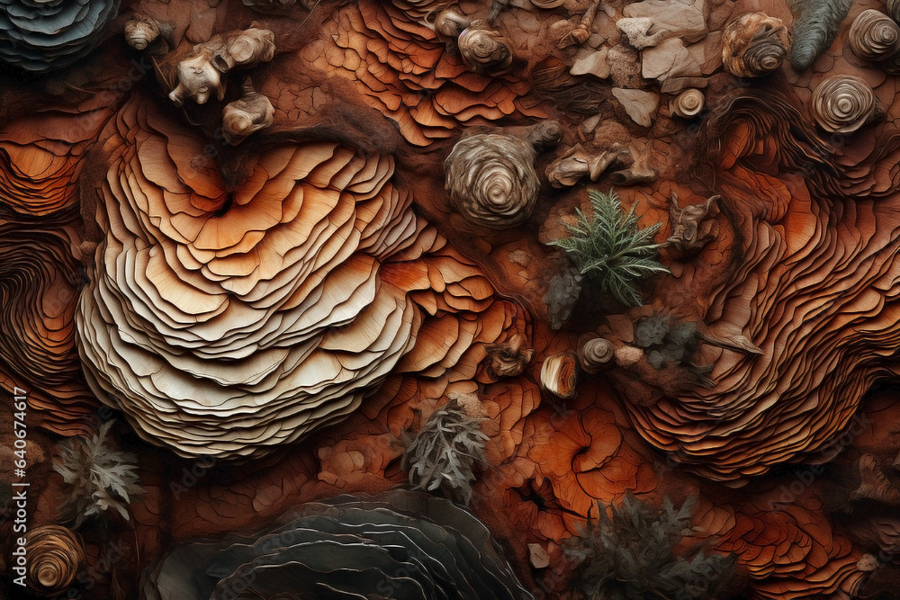 Erosion and texture: inspiration from organic surfaces with weathered cracks and the earthy range of colors. Weathered natural elements reveal stories etched into the soil of the earth.
