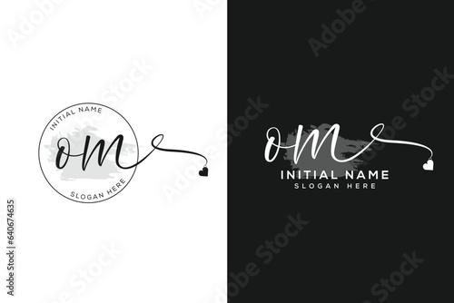 om initial handwriting feminine logo