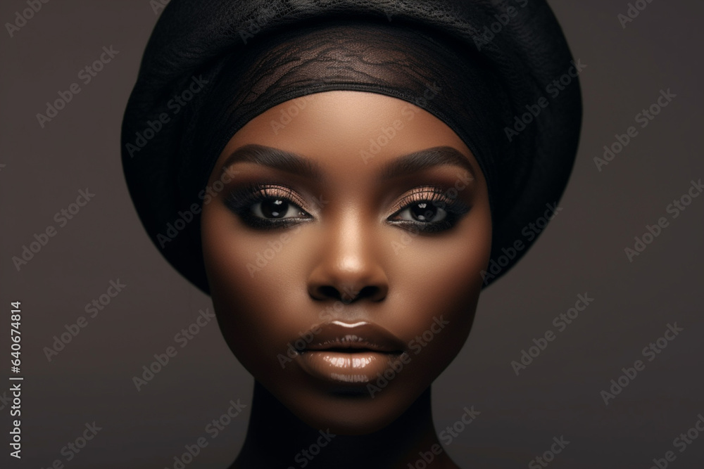 Black fashion model portrait Black fashion model portrait