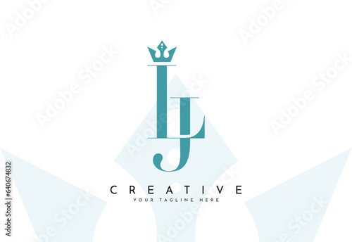 JL initial logo letter J L with crown vector symbol
