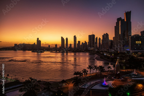 Panama city – architecture of beautiful city on the ocean coast with spectacular modern buildings, Panama, Latin America.